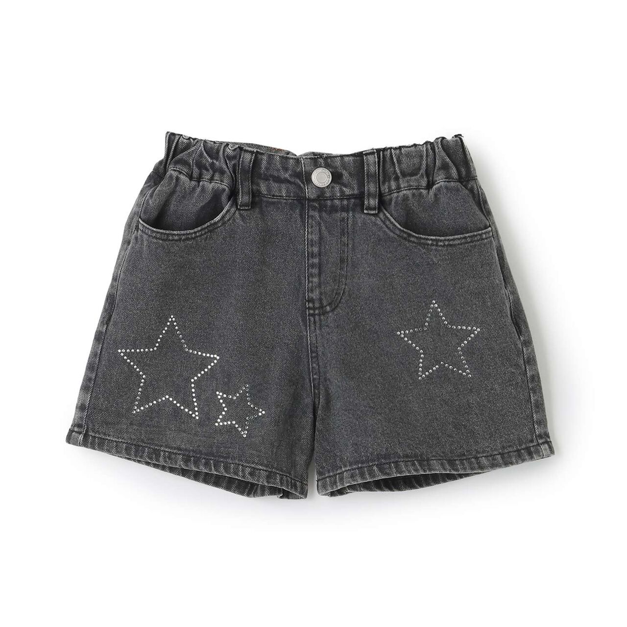 Rhinestone Denim Shorts,Black, large image number 8