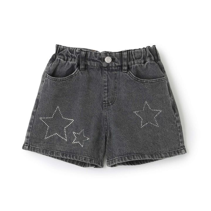 Rhinestone Denim Shorts,Black, medium image number 8
