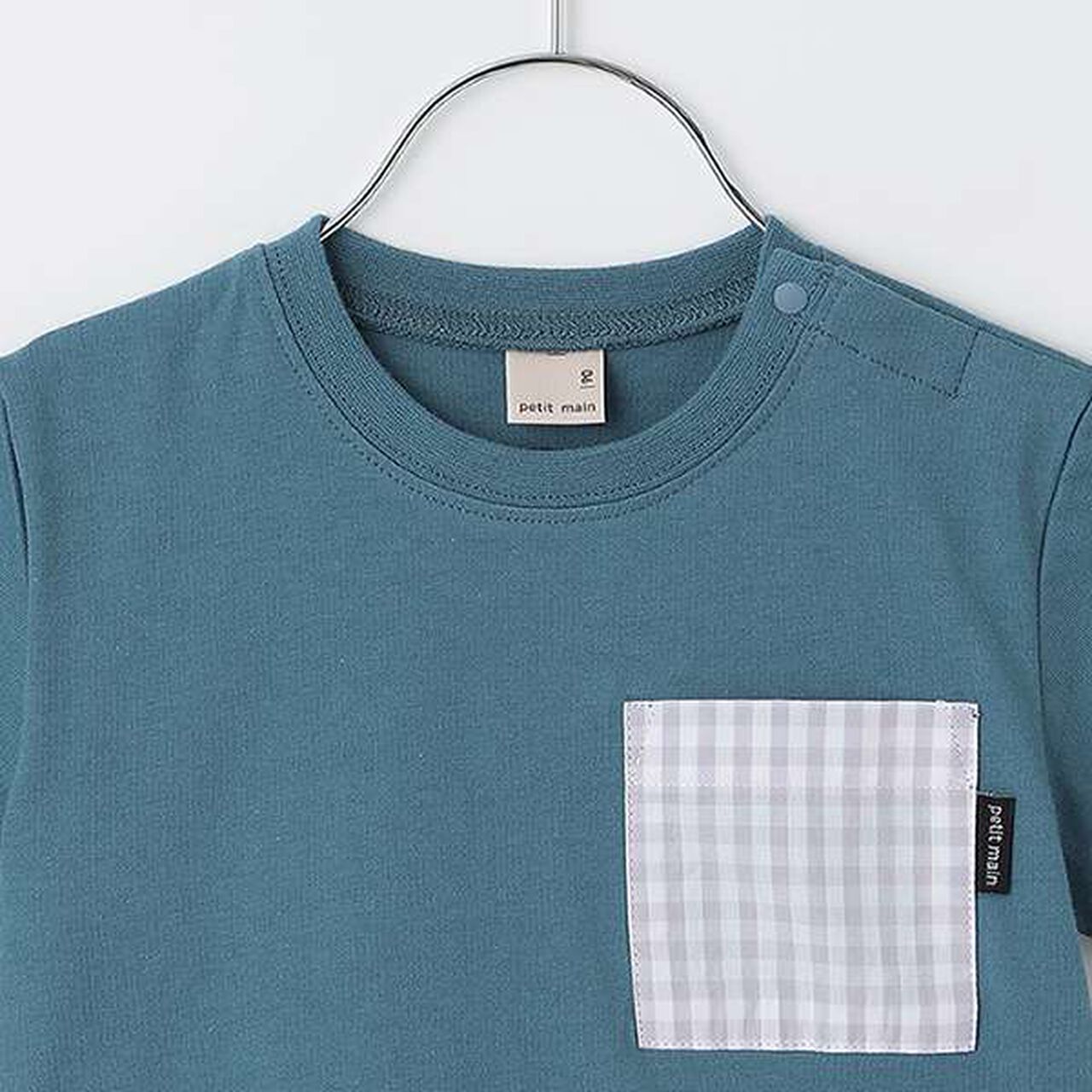 Gingham Pocket Short Sleeve T-Shirt,Moderate green, large image number 4