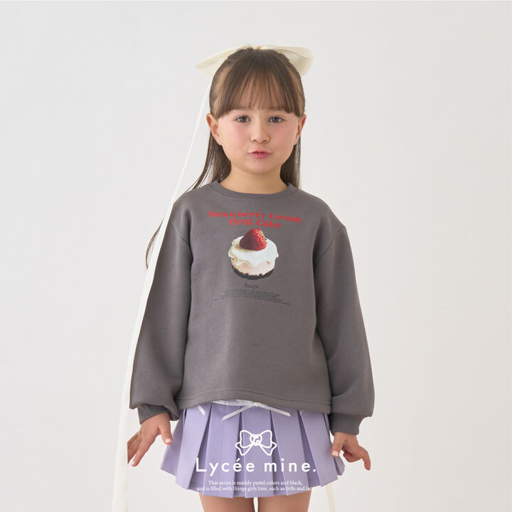 [Lycee Mine Ballet Series] [Wool Lining] Cake Transfer Print Sweatshirt,Charcoal gray, medium image number 0