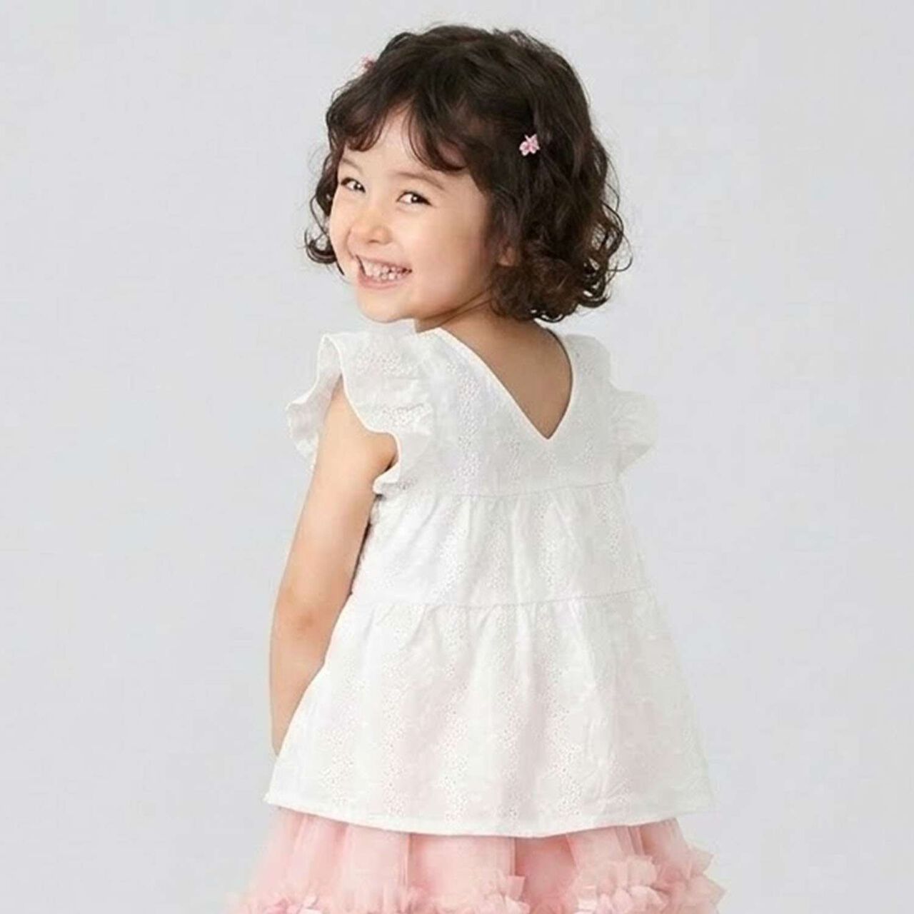 Floral Embroidered Cotton Lace Tunic,Off white, large image number 7