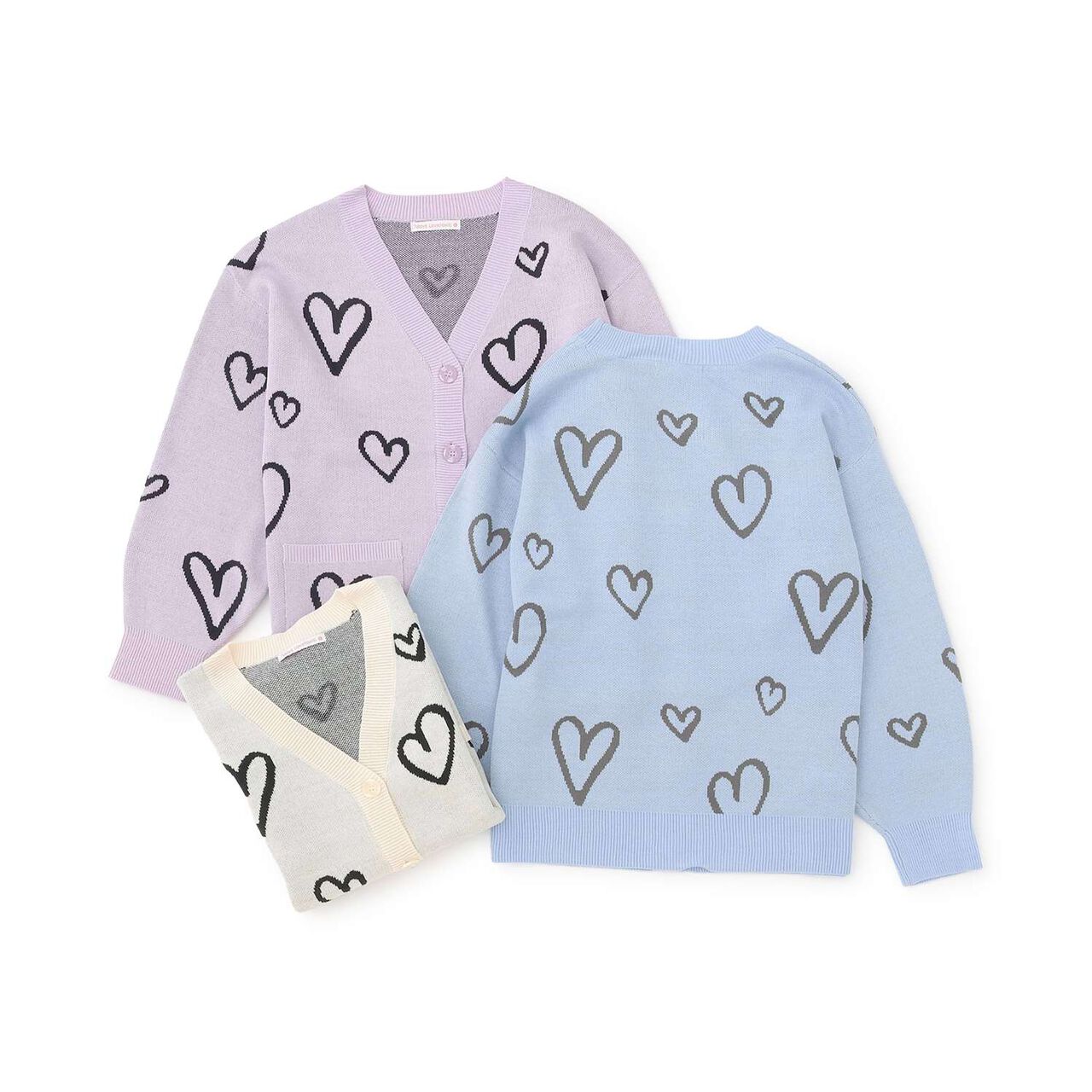 [7days/Washable] Heart Pattern Cardigan,Lavender, large image number 8