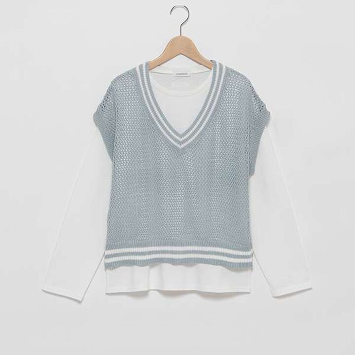 Mesh Knit Vest with Inner Lining,Black, medium image number 4