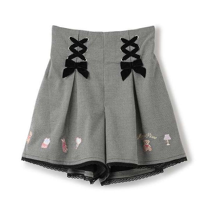 Bear Embroidery Culotte Skirt,Pink, medium image number 13