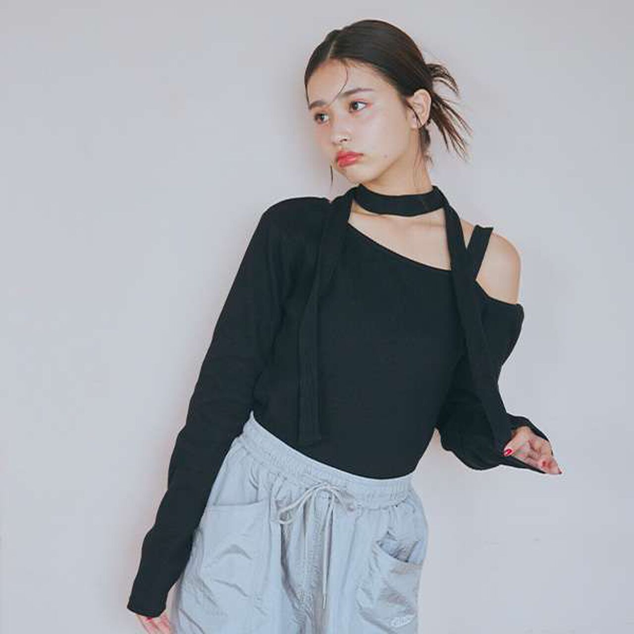 Bow Tie Long T-Shirt,Off white, large image number 1