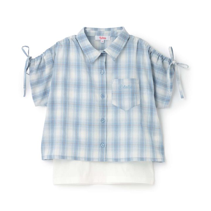 [3WAY] Checkered Shirt with Sleeve Drawstring + Tank Top Set,Black, medium image number 14