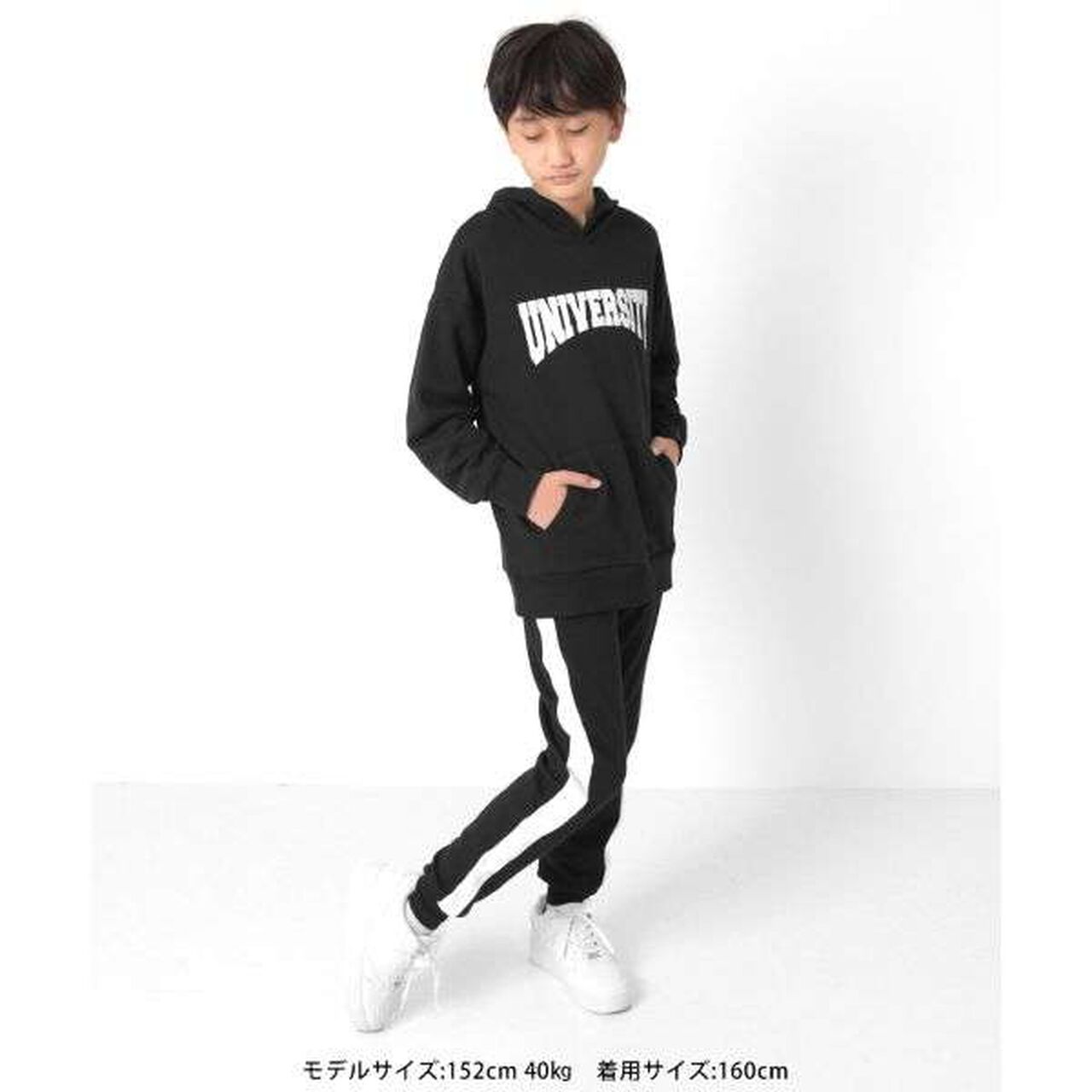 Fleece College Print Parka,Black, large image number 17