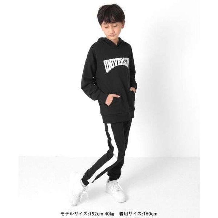 Fleece College Print Parka,Black, medium image number 17