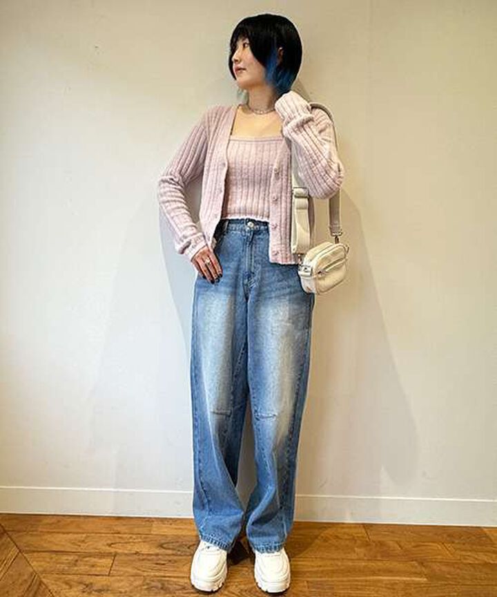 Ribbed Cardigan and Camisole Set,Ivory, medium image number 6