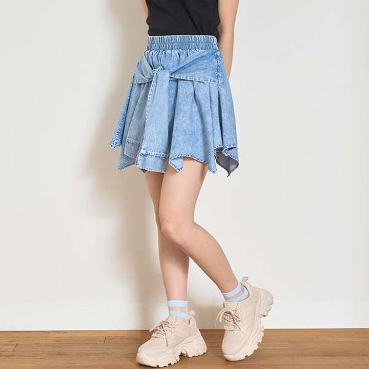 [LTXC] Waist Wrap Denim Culottes,Blue, medium image number 2