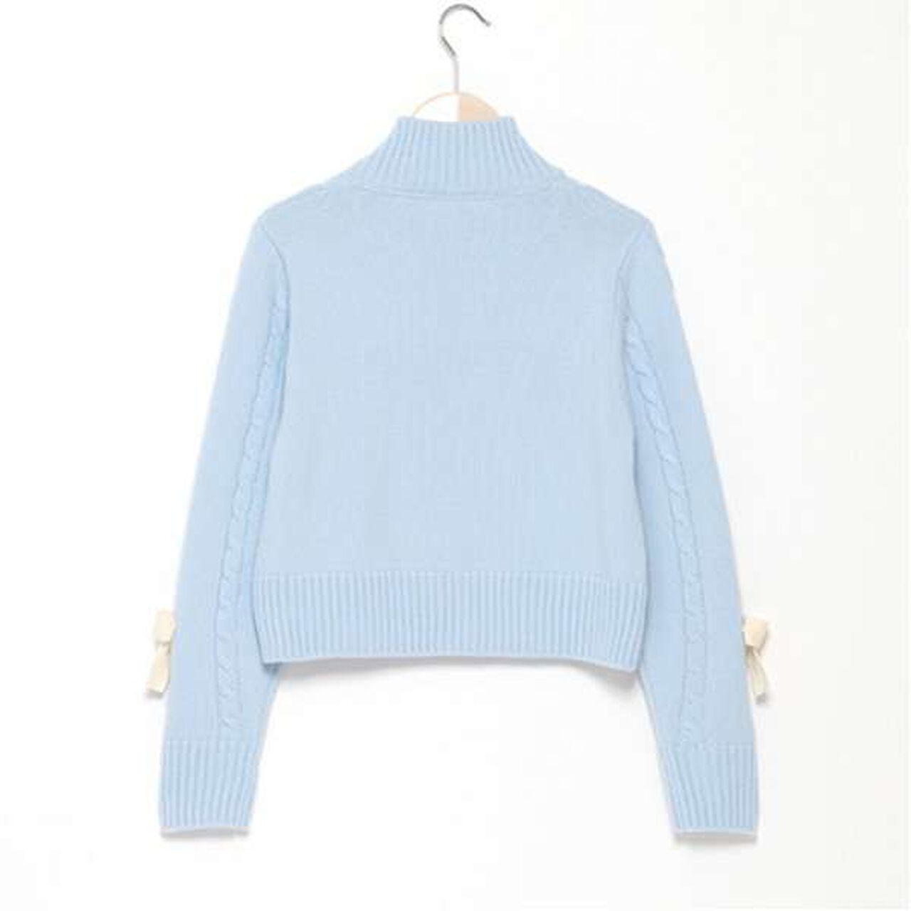 W Zip Ribbon Cardigan,Sax blue, large image number 1