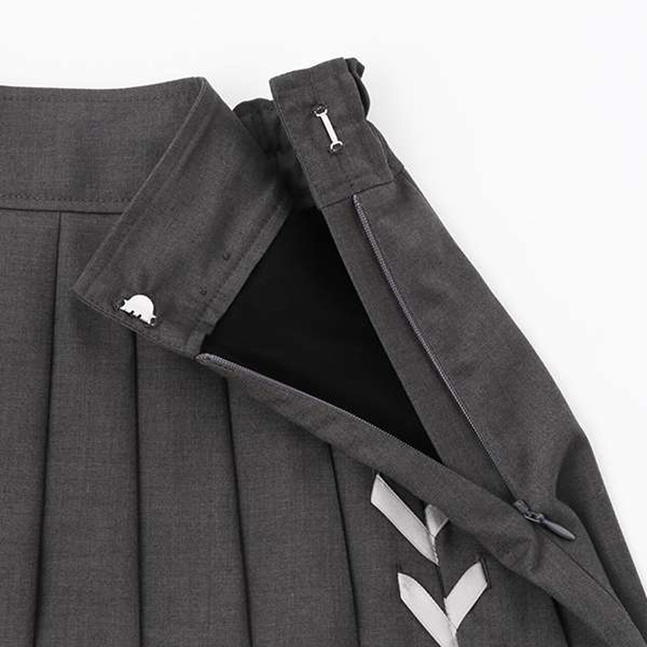 Lace-Up Ribbon Double Layer Pleated Skirt-Pants,Gray, large image number 7