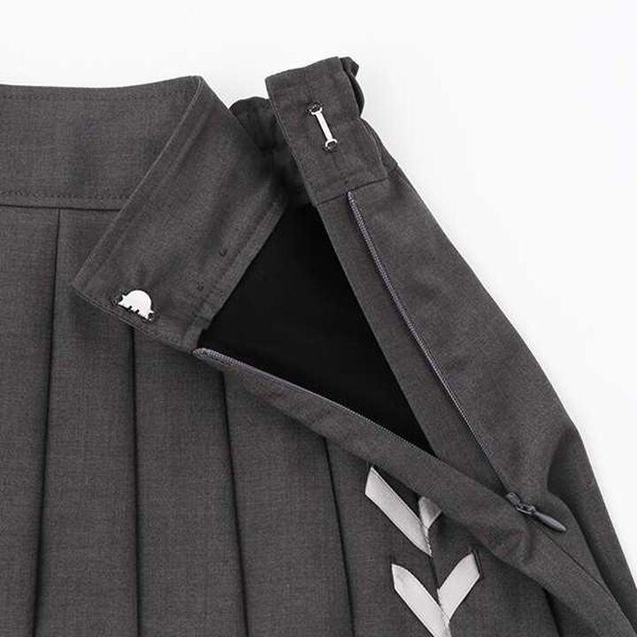 Lace-Up Ribbon Double Layer Pleated Skirt-Pants,Gray, medium image number 7