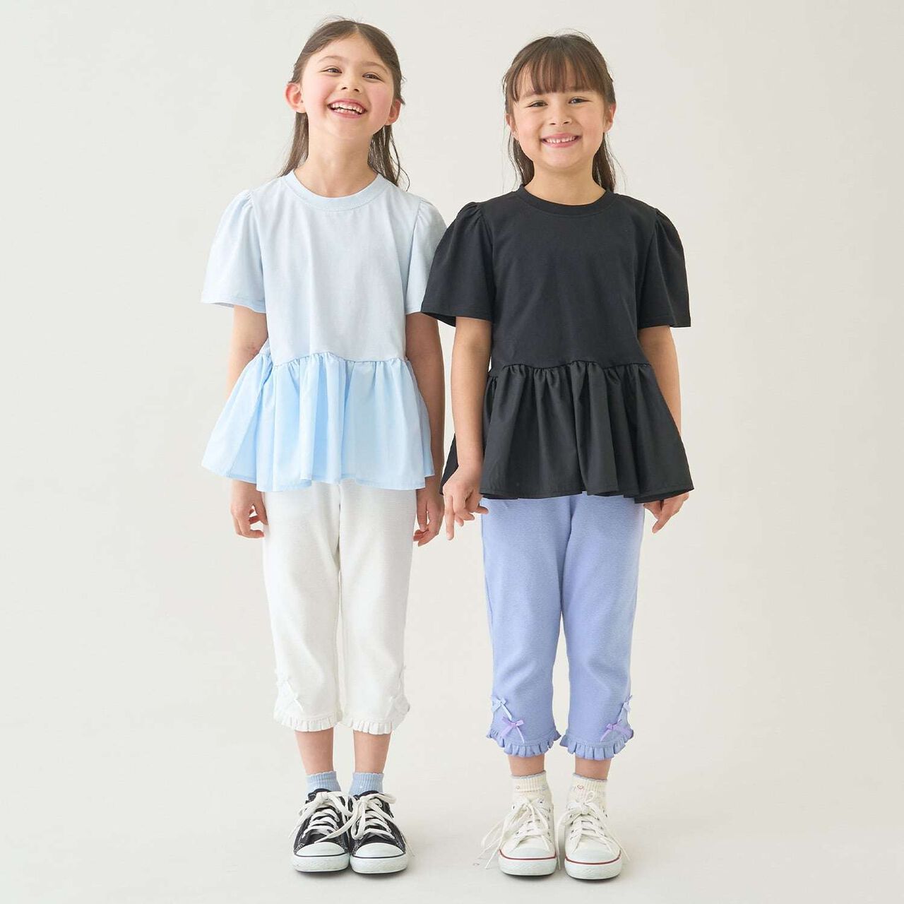 [Tomo Pants] Stain Resistant UV Cool Touch Round-Hem Frill 3/4 Capri Pants for Girls,Salmon pink, large image number 28