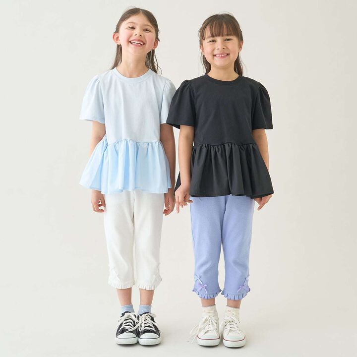 [Tomo Pants] Stain Resistant UV Cool Touch Round-Hem Frill 3/4 Capri Pants for Girls,Salmon pink, medium image number 28