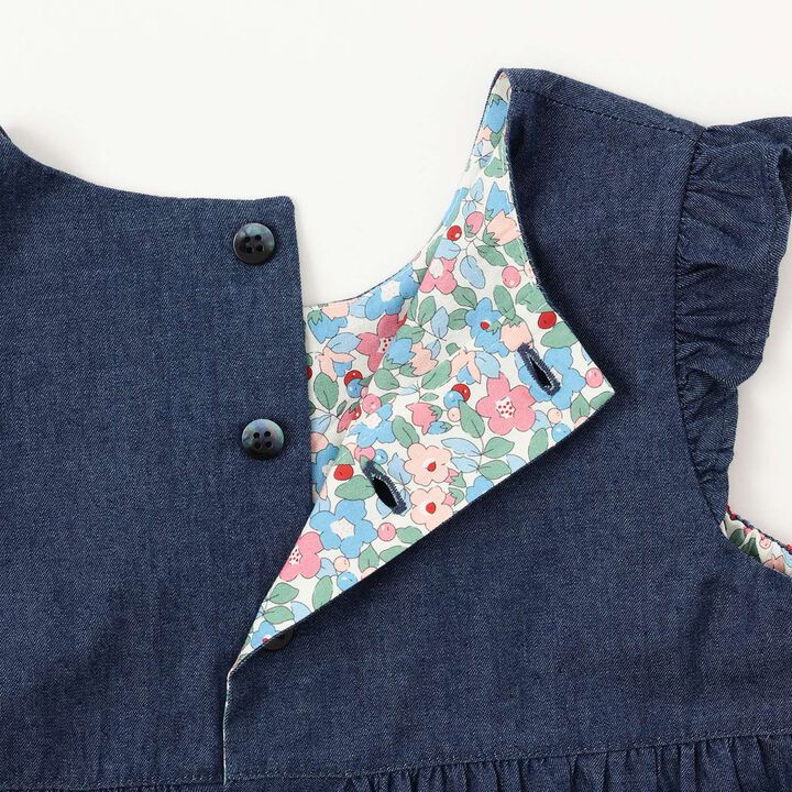 Denim Smocking Jumper Skirt,Navy, medium image number 3