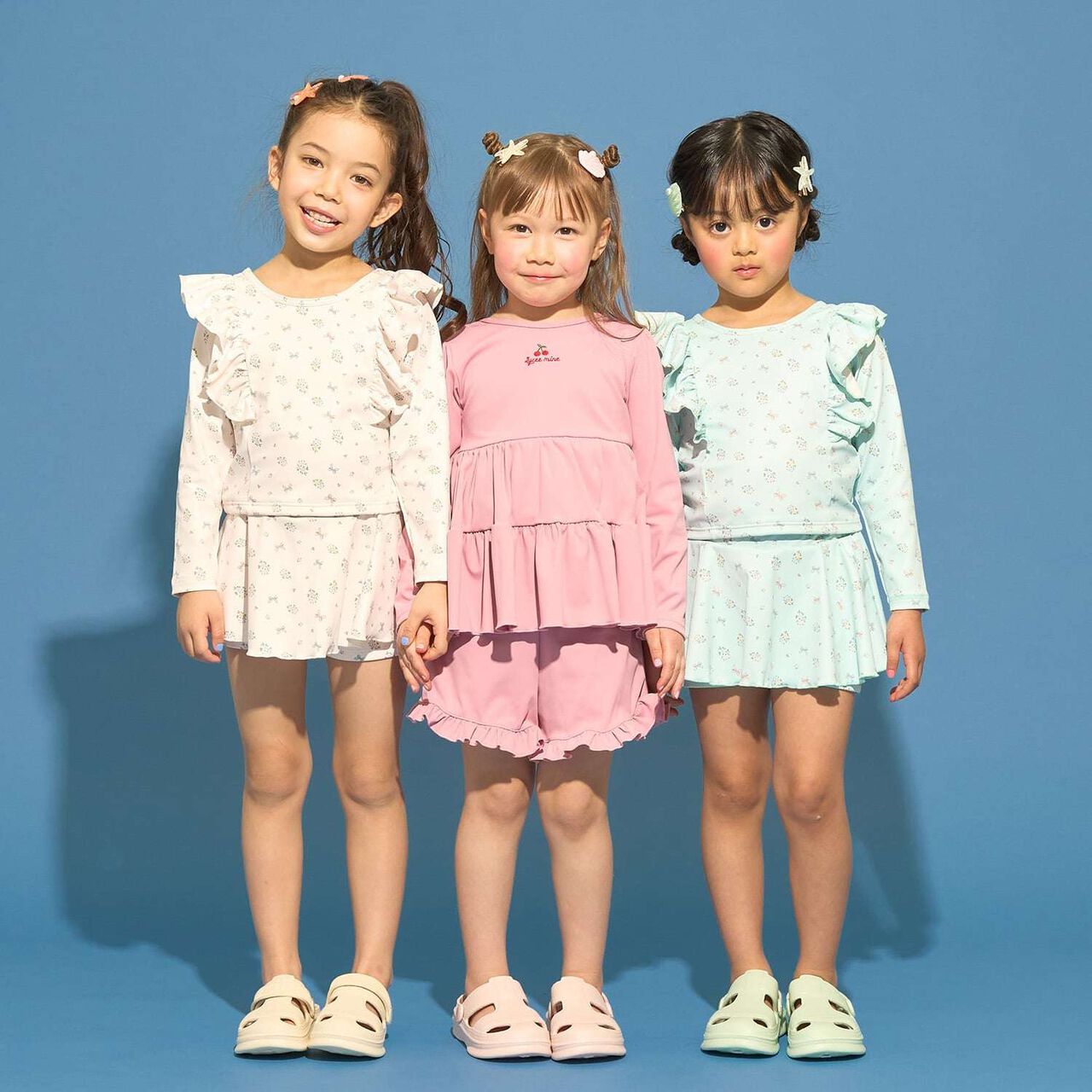 [SWIM] [UV Protection] Tiered Rash Guard & Frilled Pants Set,Pink, large image number 21