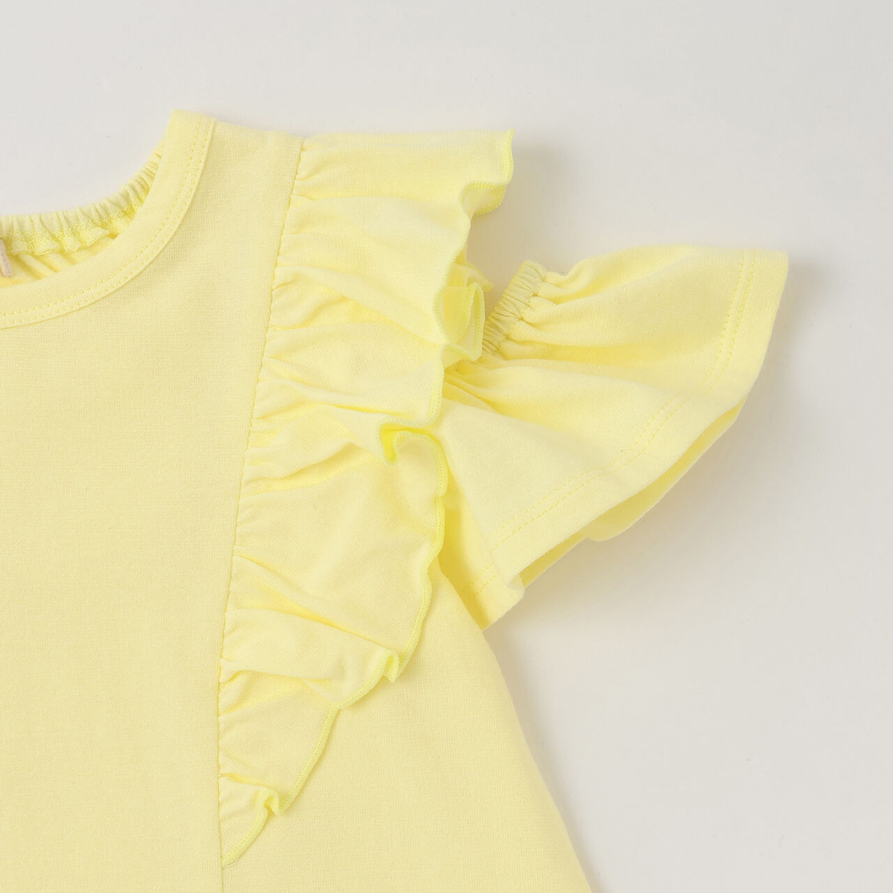 Off-Shoulder Frill T-Shirt [Cool Touch],Lemon yellow, large image number 3