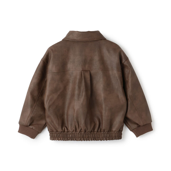 Synthetic Leather Bomber Jacket,Black, medium image number 13