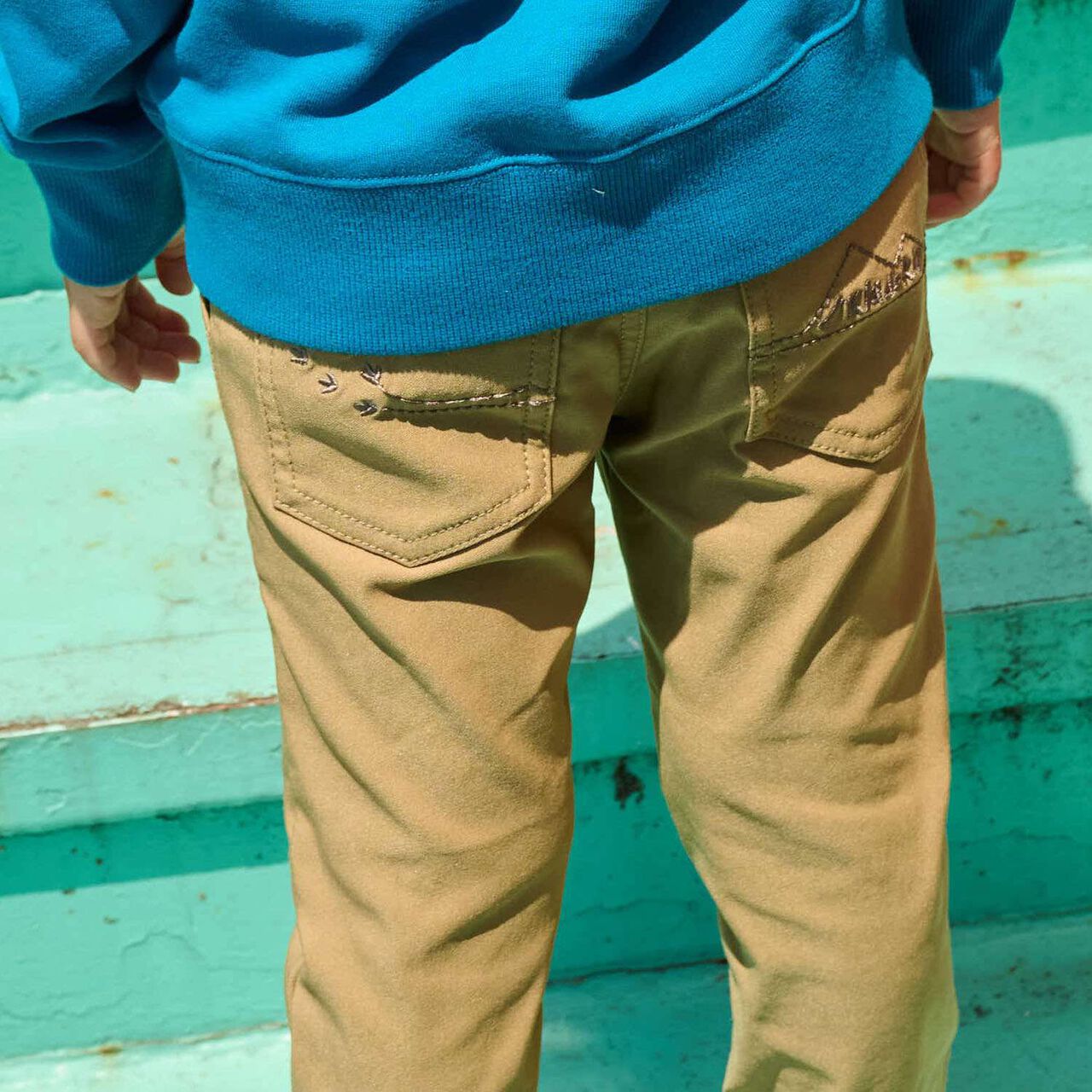 Dinosaur Cuffed Long-Length Straight Pants,Beige, large image number 18