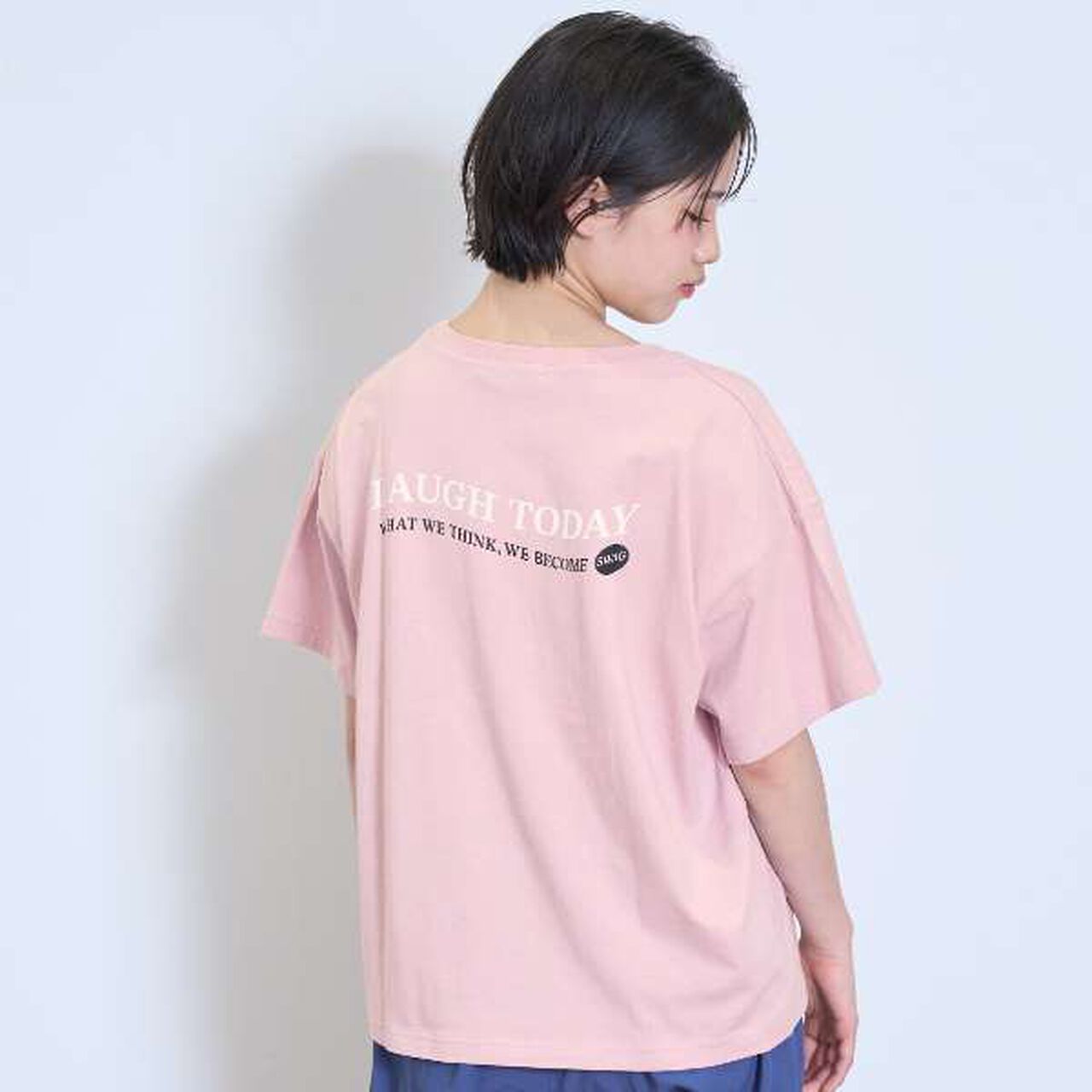 Front Character Embroidery T-Shirt,Sax blue, large image number 4