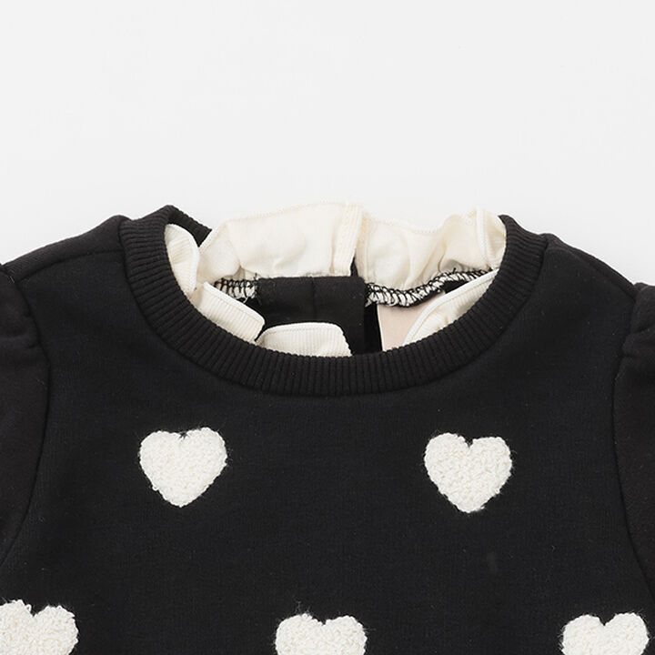 Heart Embroidery Color Block One-Piece Dress,Black, medium image number 8