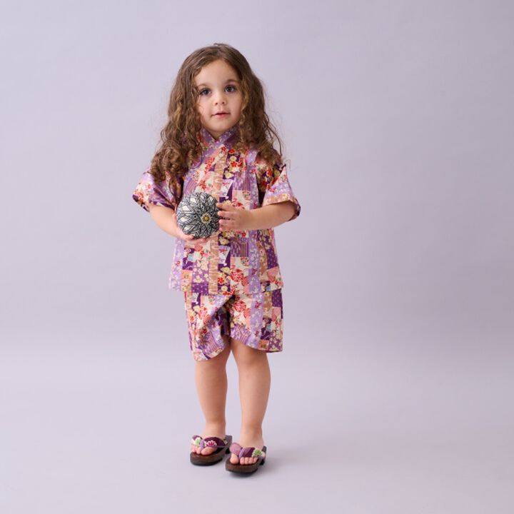 Jinbei Suit (Striped Patchwork Pattern),Purple, medium image number 6