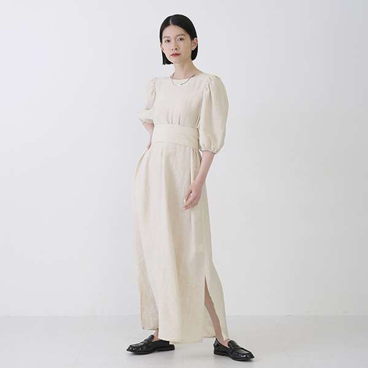 [LADIES] One-Piece Dress with Belt,Black, large image number 18