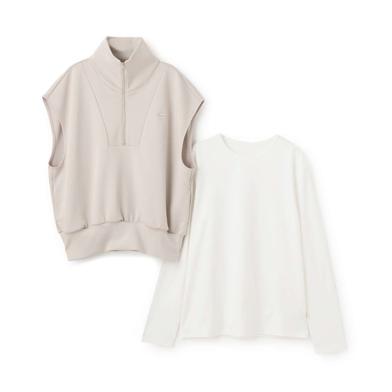 [AMI] Cardboard Half-Zip × Long Sleeve T-Shirt Set,Black, large image number 2