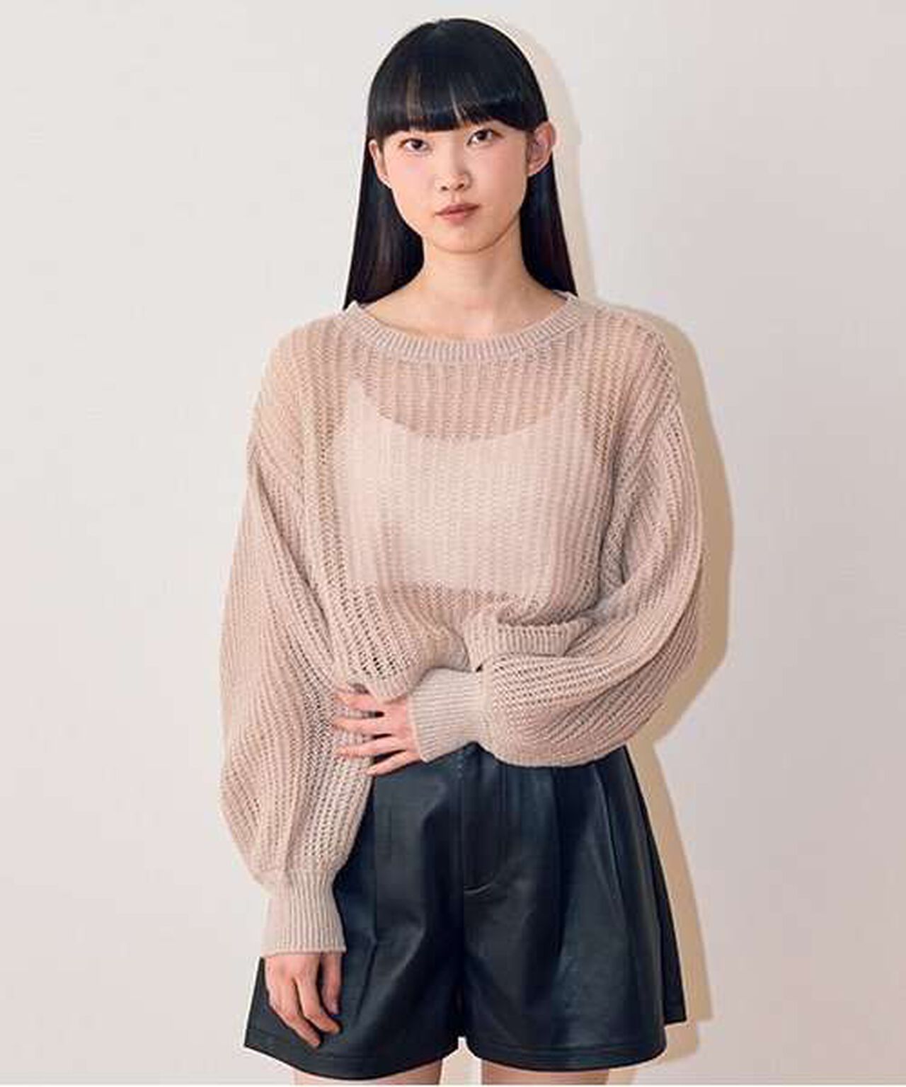 Mesh Knitwear,Charcoal gray, large image number 15