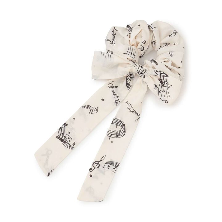 Musical Note Series Ribbon Tie Scrunchie♪,Off white, medium image number 6