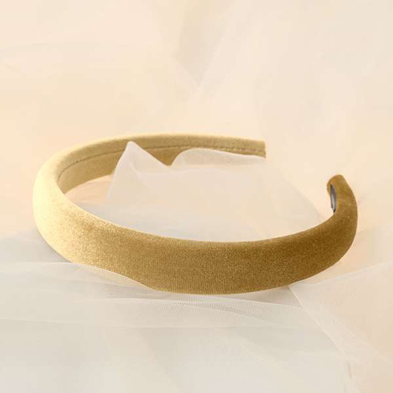Velour Puffed Headband,Mustard, large image number 5