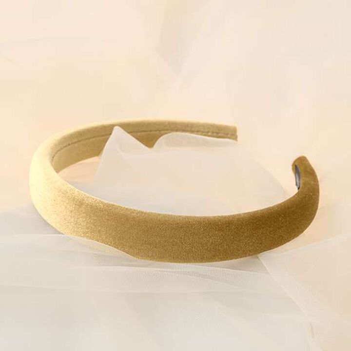 Velour Puffed Headband,Mustard, medium image number 5