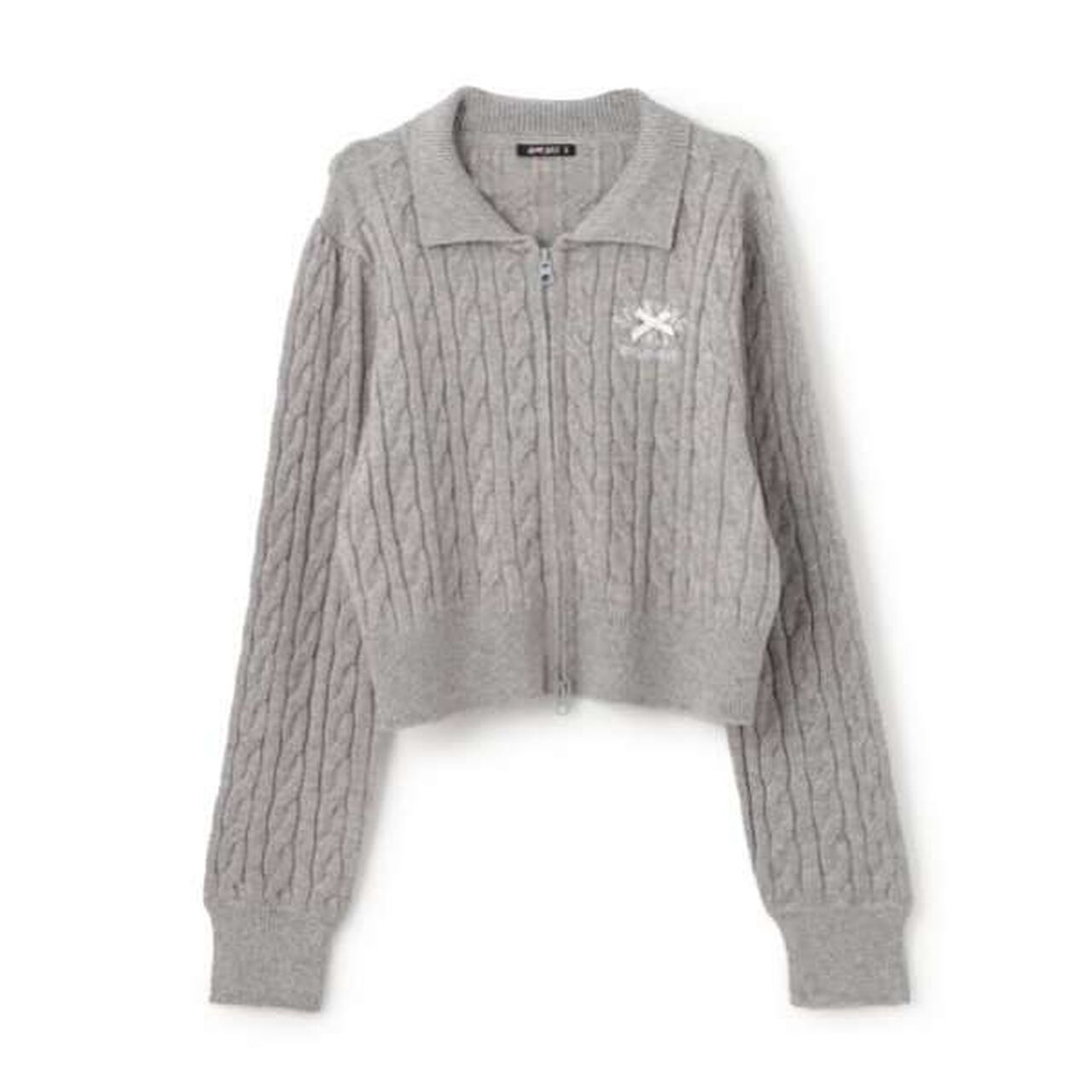 Double Zip Knit Cardigan,Gray, large image number 2