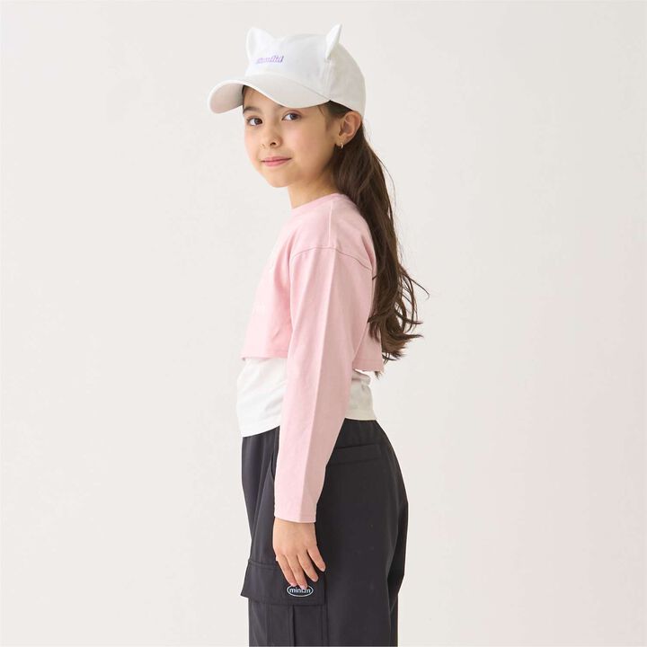 100% Cotton Anti-Stain Layered Short Long-Sleeve T-Shirt,Lavender, medium image number 4
