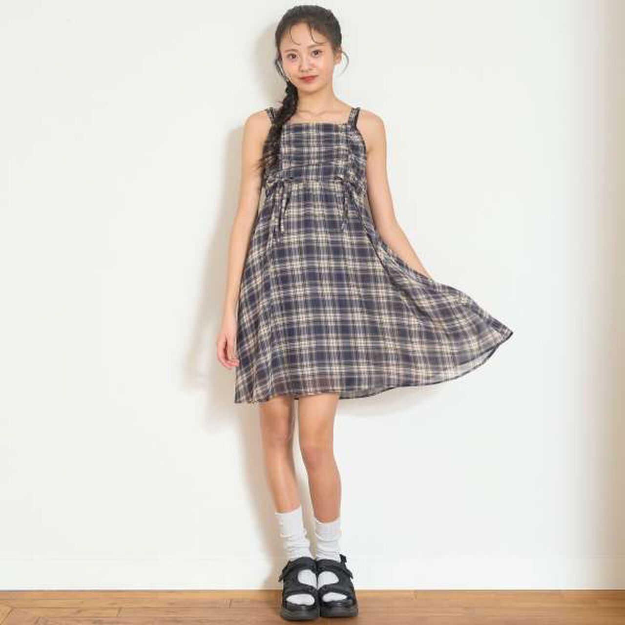 Drawstring Jumper Skirt,Beige, large image number 1