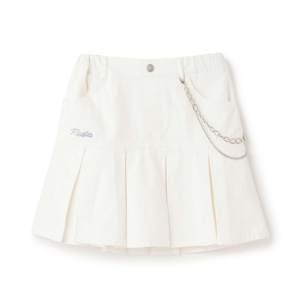 Pleated Skirt with Chain Detail,Beige, large image number 20