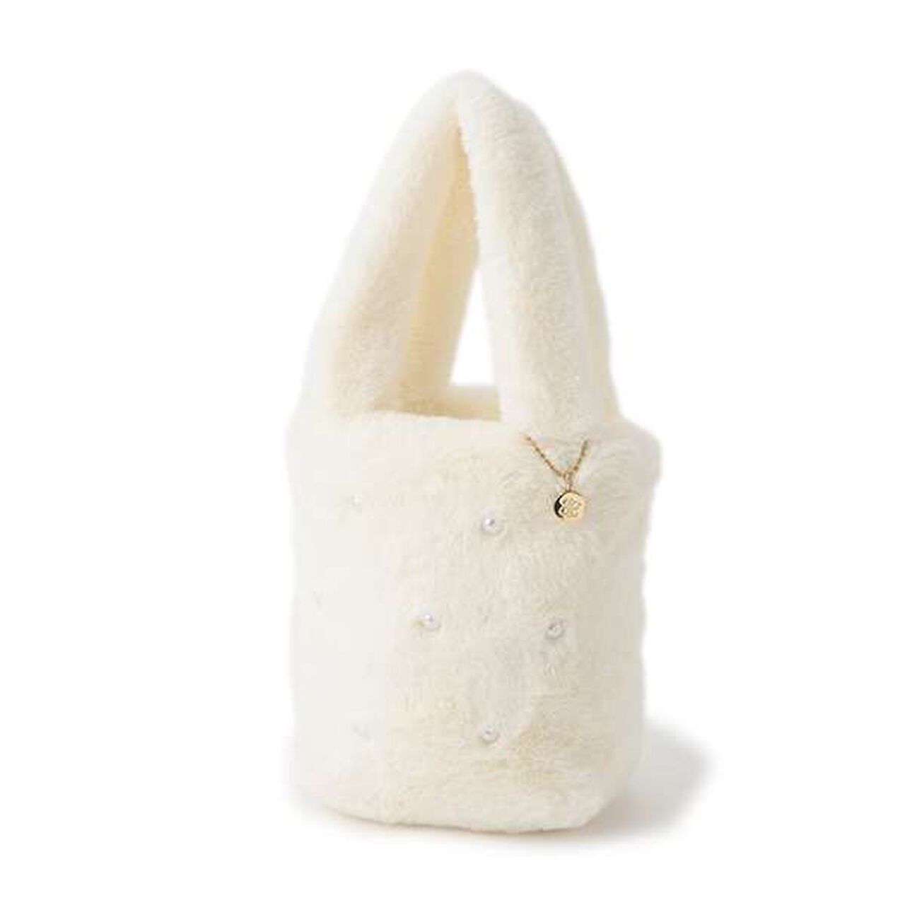 Pearl-Embellished Faux Fur Bag,Light pink, large image number 6