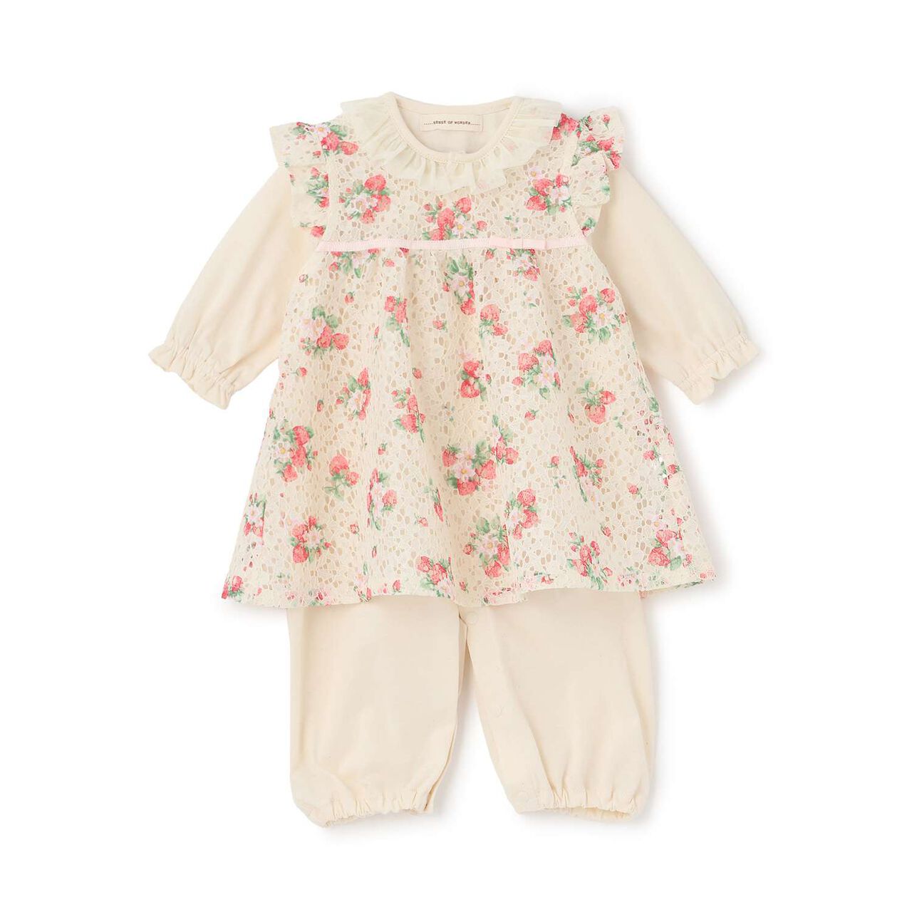 Wild Strawberry Lace Apron 2 WAY All-in-One [Organic] [Made in Japan],Pearl white, large image number 2