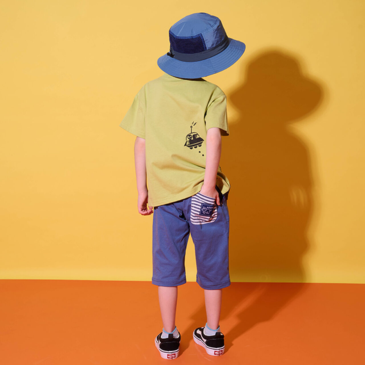 Dinosaur One-Point 6-Length Cut and Sew Pants,Yellow green, large image number 14