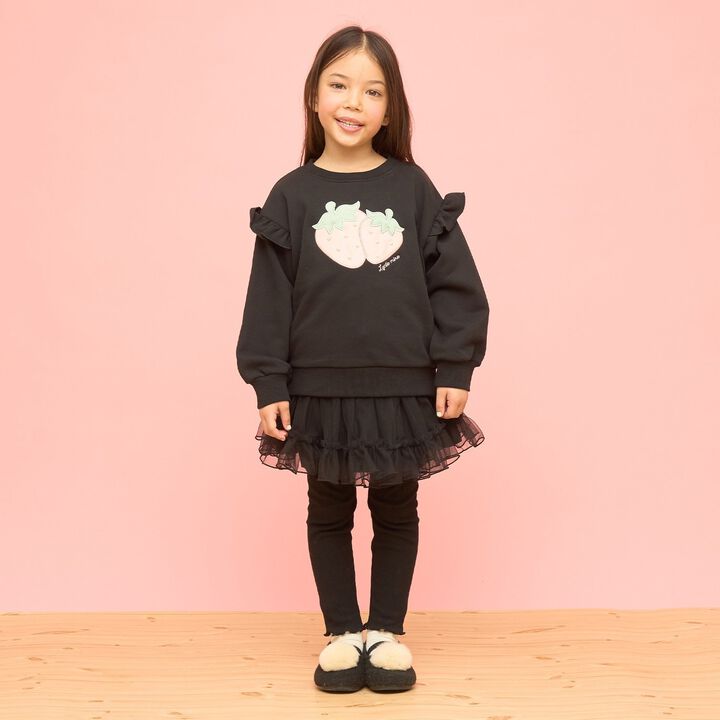 Quick-Dry Fleece Strawberry Appliqu&eacute; Sweatshirt,Black, medium image number 24
