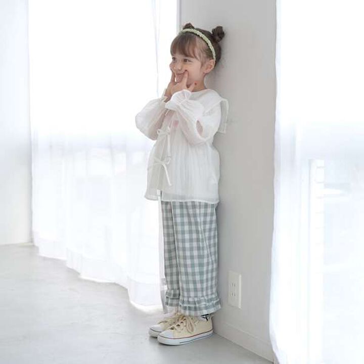 Peplum Blouse & Hem Frill Pants Outfit Set,Mocha tea, medium image number 10