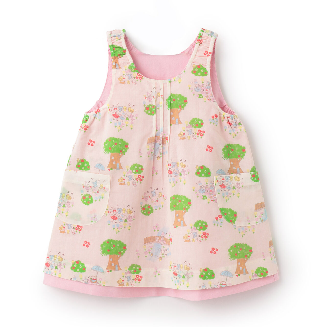 All-Over Pattern Lawn &times; Chambray Reversible Jumper Skirt,Blue, large image number 14