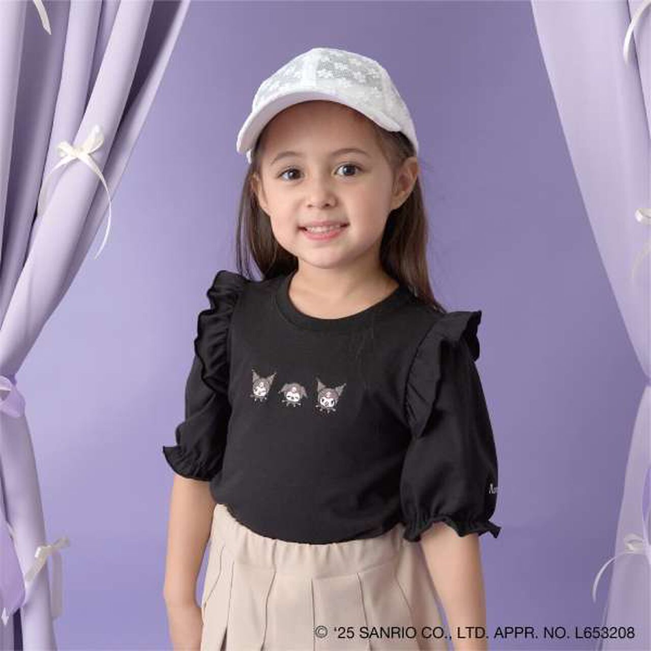 [Sanrio] Soft Cotton Cinnamoroll & Kuromi Assortment Embroidered 5-Sleeve T-Shirt,Off white, large image number 18