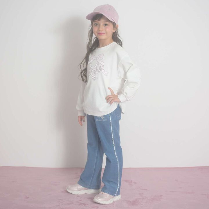 Ribbon Logo Appliqu&eacute; Long-Sleeve T-Shirt,Blue, medium image number 1