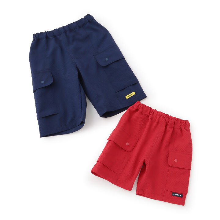Polyester Seersucker Check Half Shorts,Red, medium image number 6