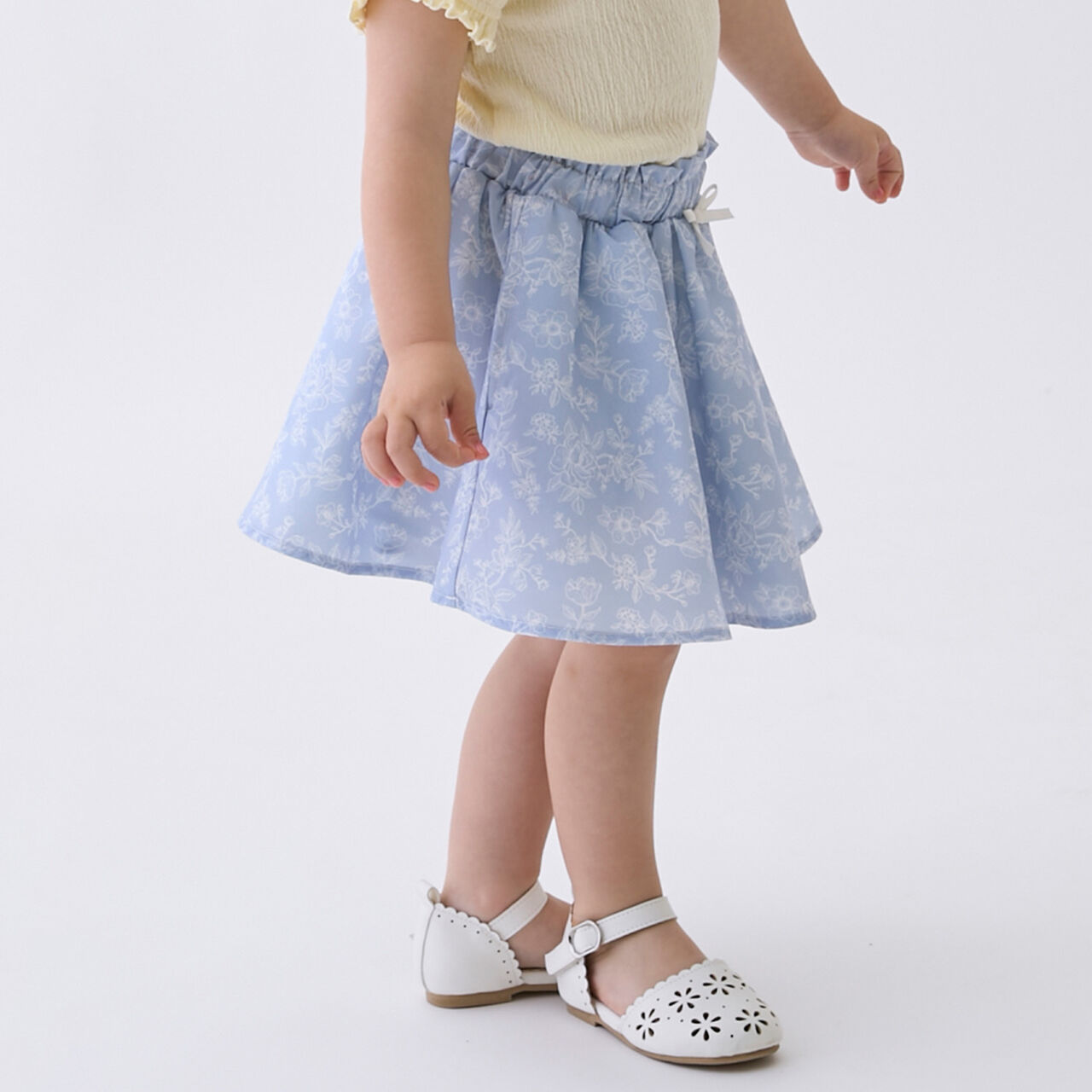 Floral Print Gathered Skirt,Navy, large image number 1