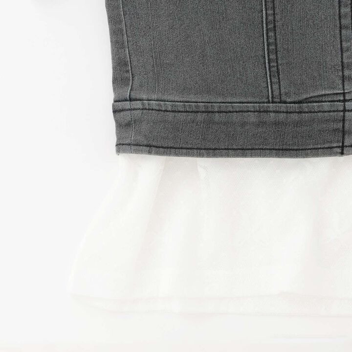 [Restocked] Denim Bustier & Lace Short Sleeve T-Shirt Set,Light blue, medium image number 5