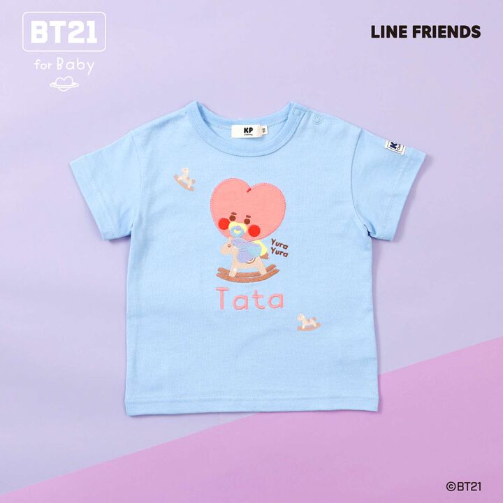 [BT21] Appliqu&eacute; Short Sleeve T-Shirt,Blue, medium image number 0