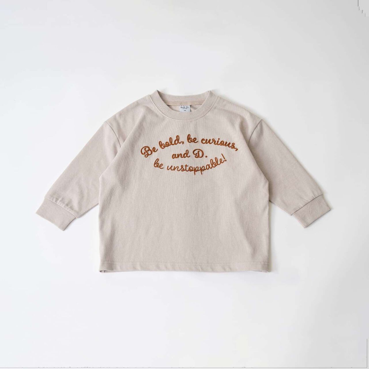 [USA Cotton] Chain Stitch Logo Wide Long Sleeve T-Shirt,Black, large image number 13